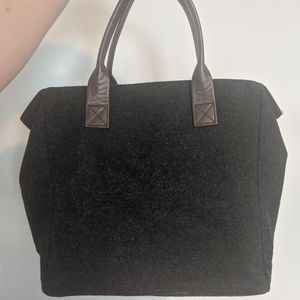 EMANUEL 100% Wool dark grey and brown leather bag